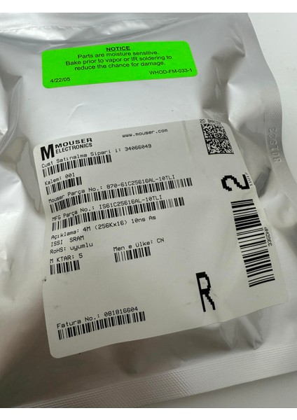 Issı IS61C25616AL-10TLI 4m Sram 5 Adet modelleri