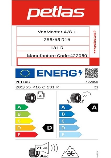 285/65 R16 C Tl 131R 12PR Vanmaster A/s + Kamyonet Dört Mevsim Lastiği (Üretim TARIHI:2025) fiyatları