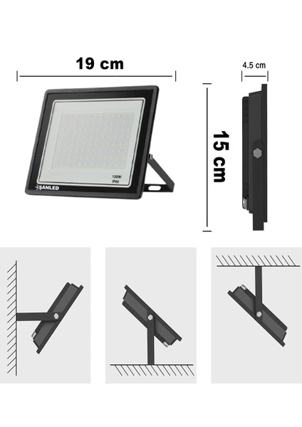 100W 6800 Lümen 6500K Beyaz Işık Smd LED Projektör-1 Adet fiyatları