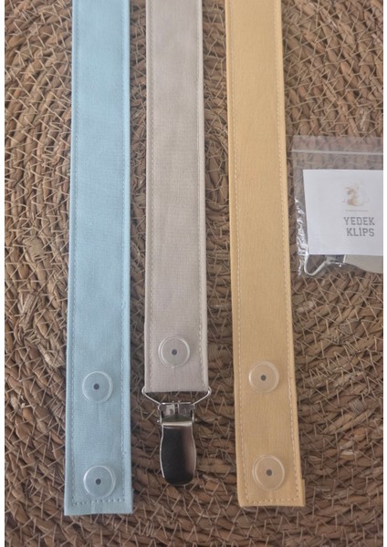 3’lü Set Bebek Emzik Askısı - Emzik Zinciri - Yenidoğan Kumaş Askı %100 Pamuk Yıkanabilir modelleri