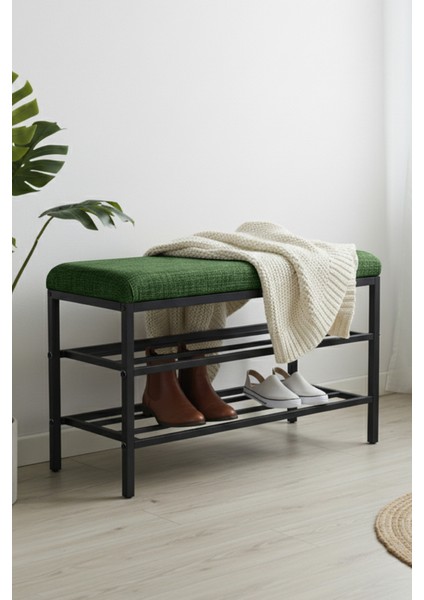 Lotus Metal Modern Ayakkabılık, Bank, Yatak Ucu, Organizer, Oturak,puf 3 Katlı 30X70 Keten Kumaş indirimleri