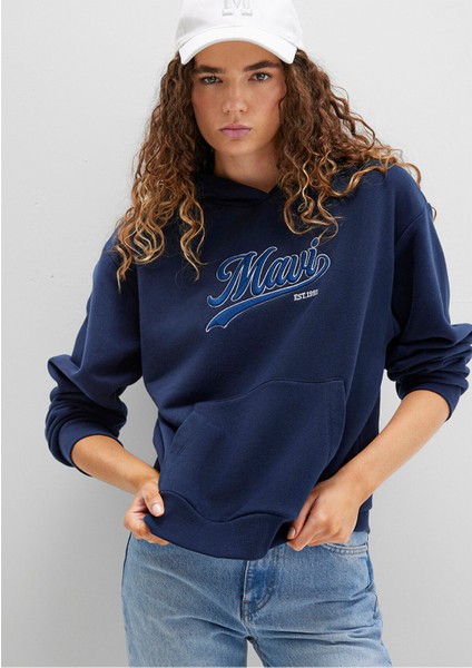 Mavi Logo Baskılı Kapüşonlu Lacivert Sweatshirt 1S10420-82318 fırsatları