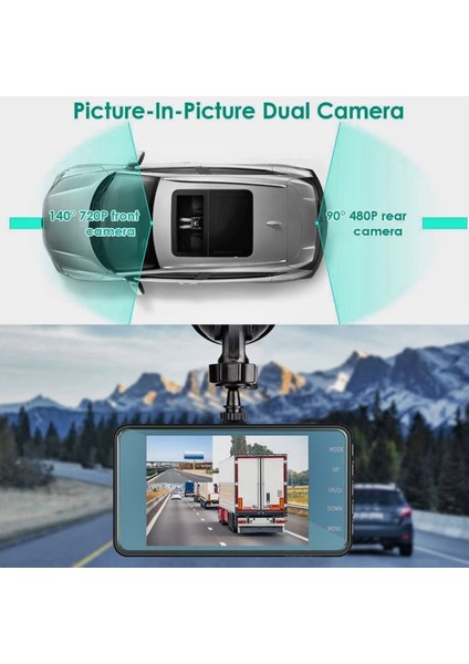 Araç Içi Kamera 1080P Full Hd Gece Görüşlü Ön- Arka Dokunmatik Ekranlı, 170° Geniş Açılı / Prs-2e modelleri