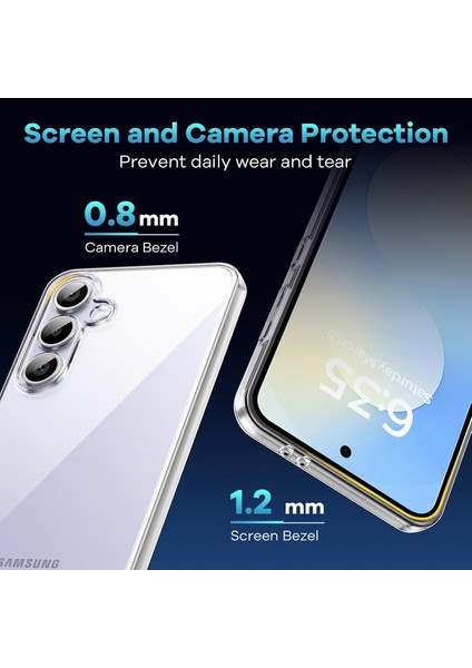 Samsung Galaxy S25 Fe Kılıf Kamera Çıkıntılı Korumalı Yumuşak Şeffaf Silikon + 9h Ekran Koruyucu Cam fırsatları