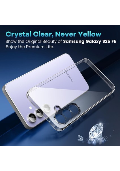 Samsung Galaxy S25 Fe Kılıf Kamera Çıkıntılı Korumalı Yumuşak Şeffaf Silikon + 9h Ekran Koruyucu Cam indirimleri