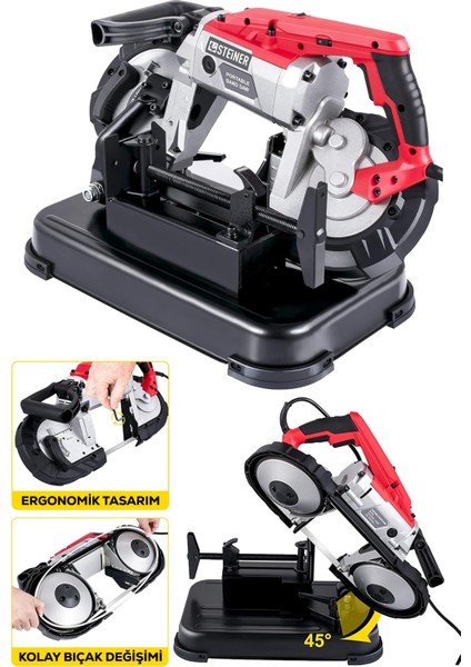 2200 Watt Bakır Sargılı Motor 45° Açılı Pvc Ahşap Metal Kesme Makinesi Şerit Testere Makinesi fiyatları