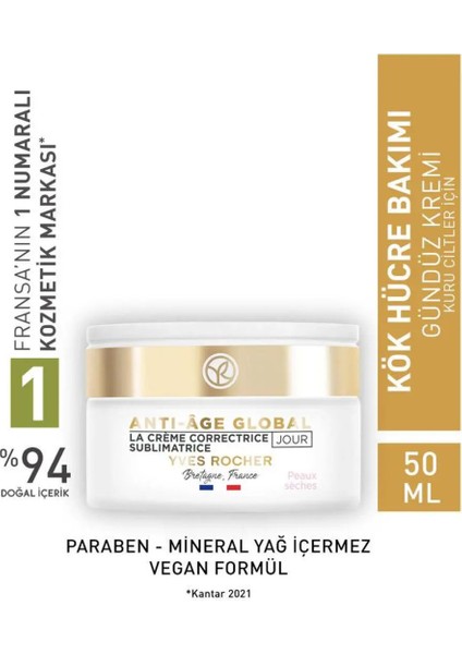 Kuru Ciltler Için Vegan Gençleştirici Yaşlanma Karşıtı Gündüz Kremi -50 ml
