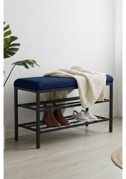Lotus Metal Modern Ayakkabılık, Bank, Yatak Ucu, Organizer, Oturak,puf 3 Katlı 30X70 Keten Kumaş indirimleri