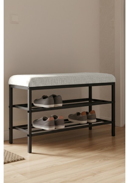 Lotus Metal Modern Ayakkabılık, Bank, Yatak Ucu, Organizer, Oturak,puf 3 Katlı 30X70 Keten Kumaş fiyatları