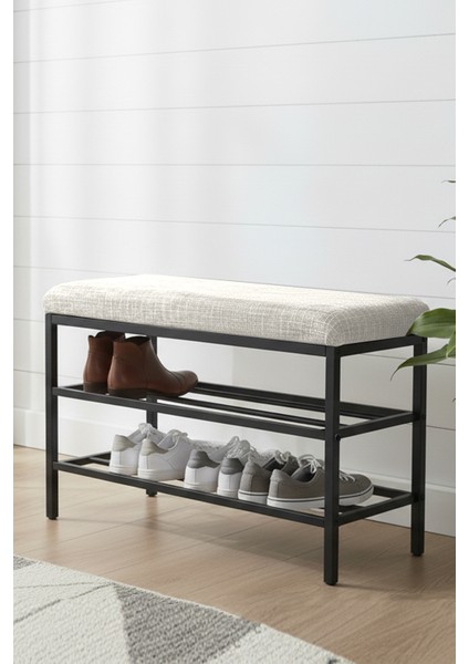 Lotus Metal Modern Ayakkabılık, Bank, Yatak Ucu, Organizer, Oturak,puf 3 Katlı 30X70 Keten Kumaş modelleri