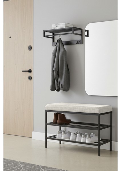 Lotus Metal Modern Ayakkabılık, Bank, Yatak Ucu, Organizer, Oturak,puf 3 Katlı 30X70 Keten Kumaş fırsatları