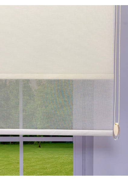 Çiftli Sistem Keten Tül ve %100 Blackout (Karartma) Ekru Stor Perde