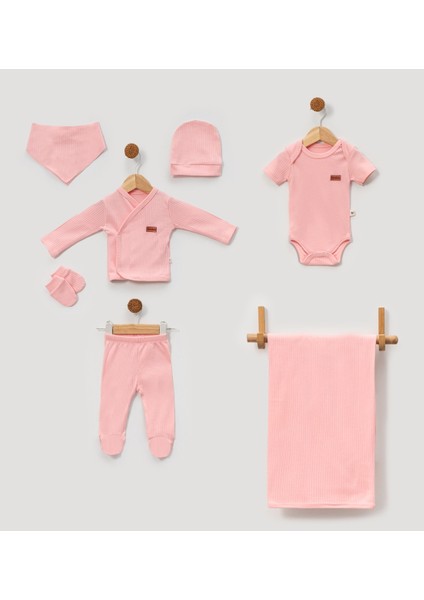 0-3 Ay Bebeklere Çıtçıtlı Body Li 7 Parçalı Zıbın Takımı