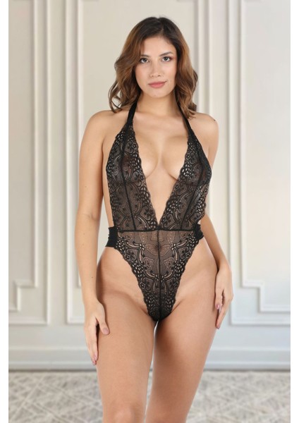 Siyah Dantelli Fantezi Bodysuit - 857 fırsatları