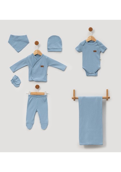 0-3 Ay Bebeklere Çıtçıtlı Body Li 7 Parçalı Zıbın Takımı