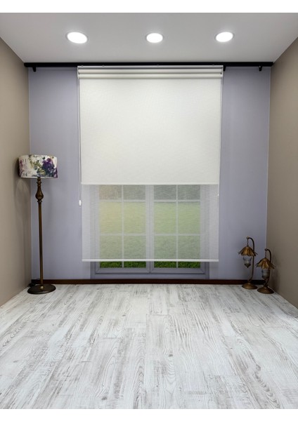 Çiftli Sistem Keten Tül ve %100 Blackout (Karartma) Beyaz Stor Perde fiyatları