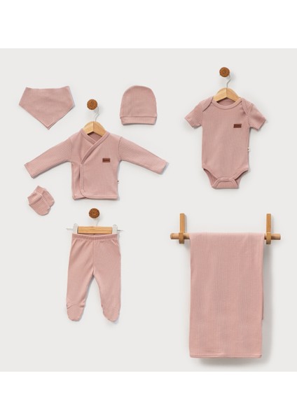 0-3 Ay Bebeklere Çıtçıtlı Body Li 7 Parçalı Zıbın Takımı