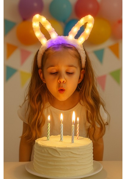 Taç tavşan kulaklı ışıklı AÇIK PEMBE indirimleri