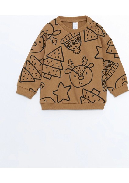 Lcw Baby Bej Bisiklet Yaka Baskılı Erkek Bebek Sweatshirt ve Eşofman Alt 2'li Takım fiyatları