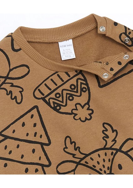 Lcw Baby Bej Bisiklet Yaka Baskılı Erkek Bebek Sweatshirt ve Eşofman Alt 2'li Takım modelleri