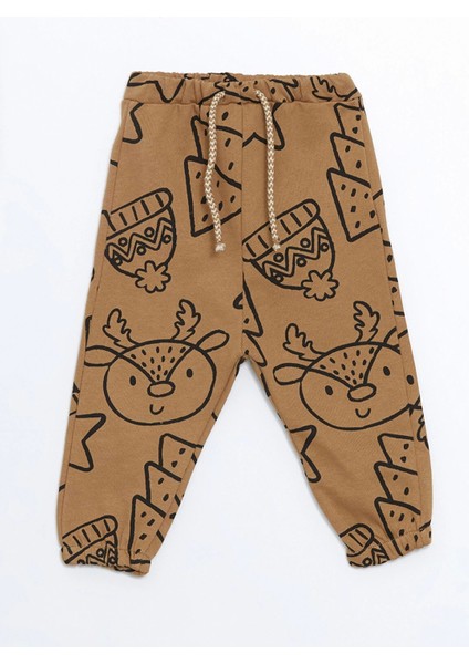 Lcw Baby Bej Bisiklet Yaka Baskılı Erkek Bebek Sweatshirt ve Eşofman Alt 2'li Takım indirimleri