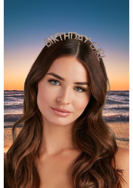 Taç Metal Taşlı Birthday Girl Rose Gold