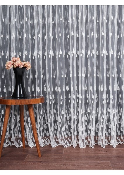 Damlacık Desenli Brode Işlemeli Tül Perde (1/3 Sık Pile) fırsatları
