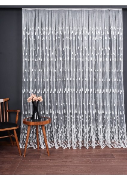 Damlacık Desenli Brode Işlemeli Tül Perde (1/3 Sık Pile) fiyatları