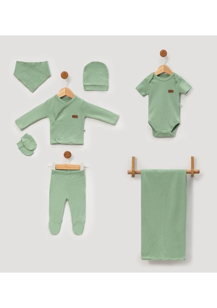 0-3 Ay Bebeklere Çıtçıtlı Body Li 7 Parçalı Zıbın Takımı