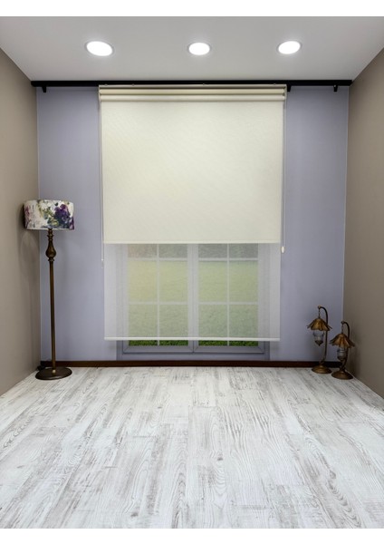 Çiftli Sistem Keten Tül ve %100 Blackout (Karartma) Ekru Stor Perde fiyatları