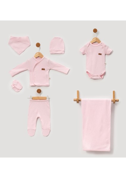 0-3 Ay Bebeklere Çıtçıtlı Body Li 7 Parçalı Zıbın Takımı
