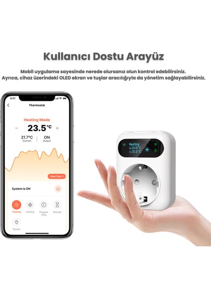 Wifi OLED Ekranlı Priz Tipi Termostat ( Tuya, Smart Life Uyumlu ) fırsatları