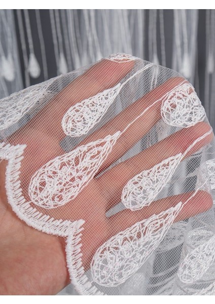 Damlacık Desenli Brode Işlemeli Tül Perde (1/3 Sık Pile) indirimleri