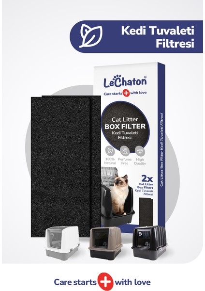 Lüks Kapalı Kedi Tuvaleti Için 2'li Filtre Dikdörtgen 6,5X18 cm (3 mm)