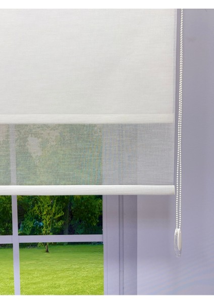 Çiftli Sistem Keten Tül ve %100 Blackout (Karartma) Beyaz Stor Perde