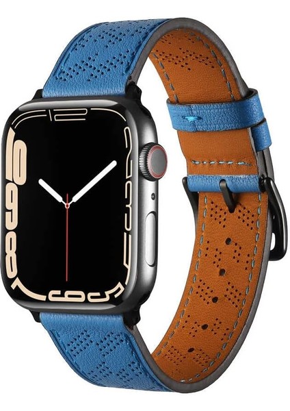 Ile Uyumlu Watch 42MM Krd-76 Pu Deri Kordon Strap Kayış Mavi