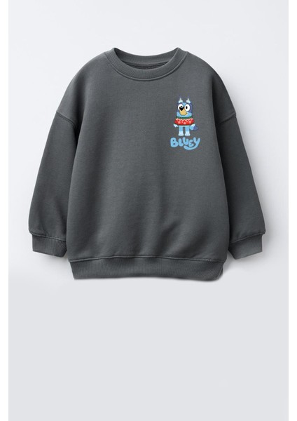 Erkek Çocuk Baskılı 3 Iplik Kumaş Pamuklu Sweatshirt