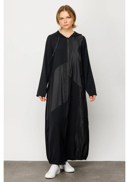 Perche Ince Ipekçe Dokulu Hafif Kap Ferace-Siyah fiyatları