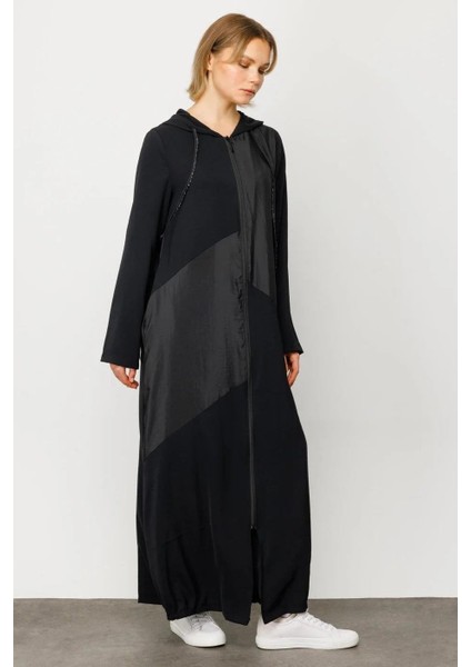 Perche Ince Ipekçe Dokulu Hafif Kap Ferace-Siyah modelleri