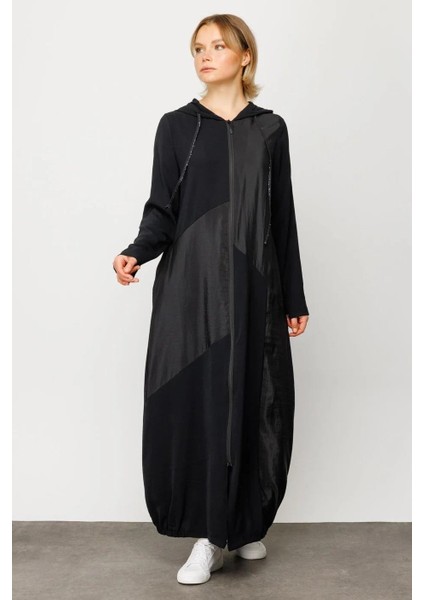 Perche Ince Ipekçe Dokulu Hafif Kap Ferace-Siyah fırsatları