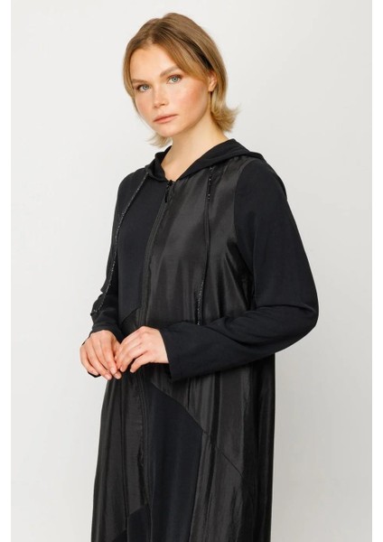 Perche Ince Ipekçe Dokulu Hafif Kap Ferace-Siyah indirimleri