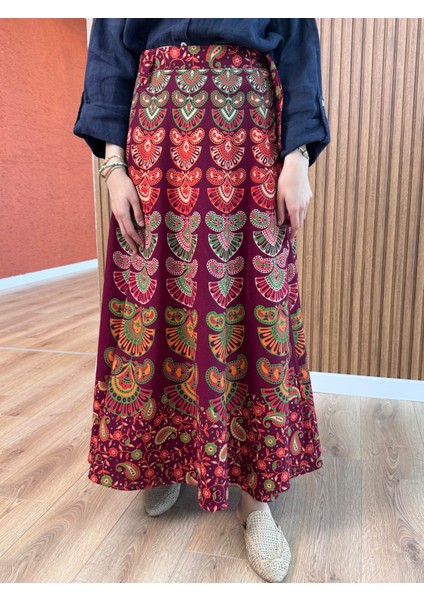 Kadın Dolama Elsa Etek-Bordo