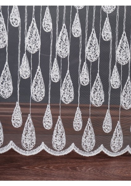 Damlacık Desenli Brode Işlemeli Tül Perde (1/2.5 Normal Pile)