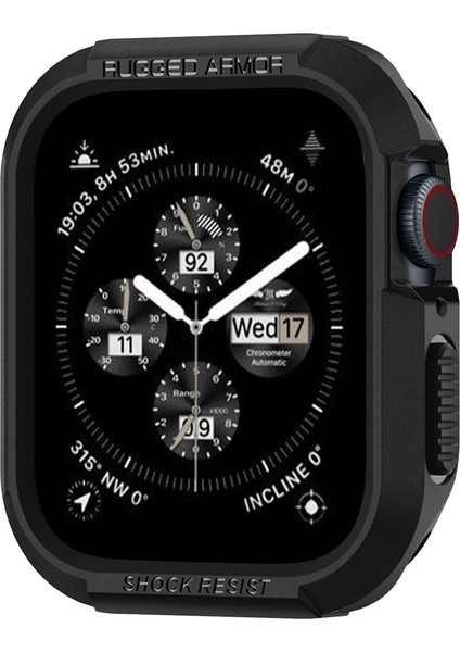 Watch 45MM/44MM (Seri 9/8/se2/7/6/se/5/4) Kılıf Rugged Armor Black - 062CS24469