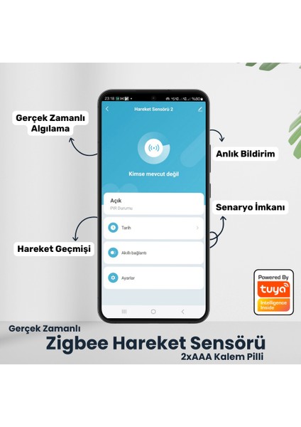 Zigbee Hareket Sensörü (Tuya, Smart Life, Zigbee2MQTT Uyumlu ) modelleri