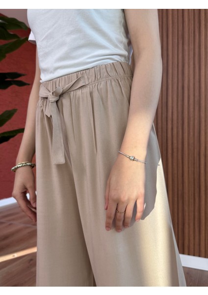 Kadın Pamuk Viskon Pantolon - Krem