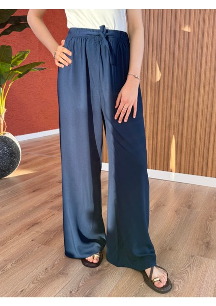 Kadın Pamuk Viskon Pantolon -Lacivert