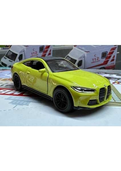 Oyuncak Metal Model Araba 1/36 Çek Bırak Bmw M4 Sarı