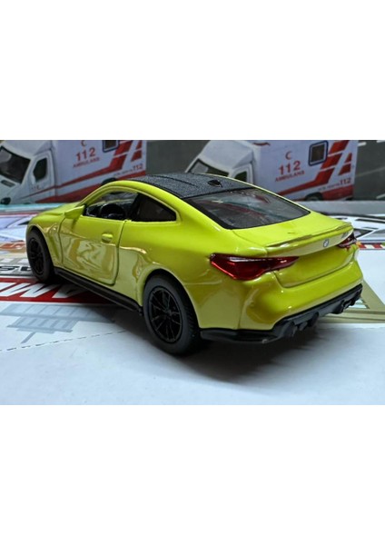 Oyuncak Metal Model Araba 1/36 Çek Bırak Bmw M4 Sarı modelleri