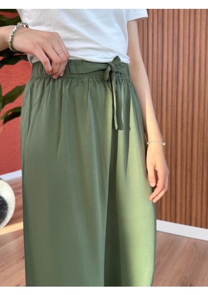 Kadın Pamuk Viskon Pantolon -Haki